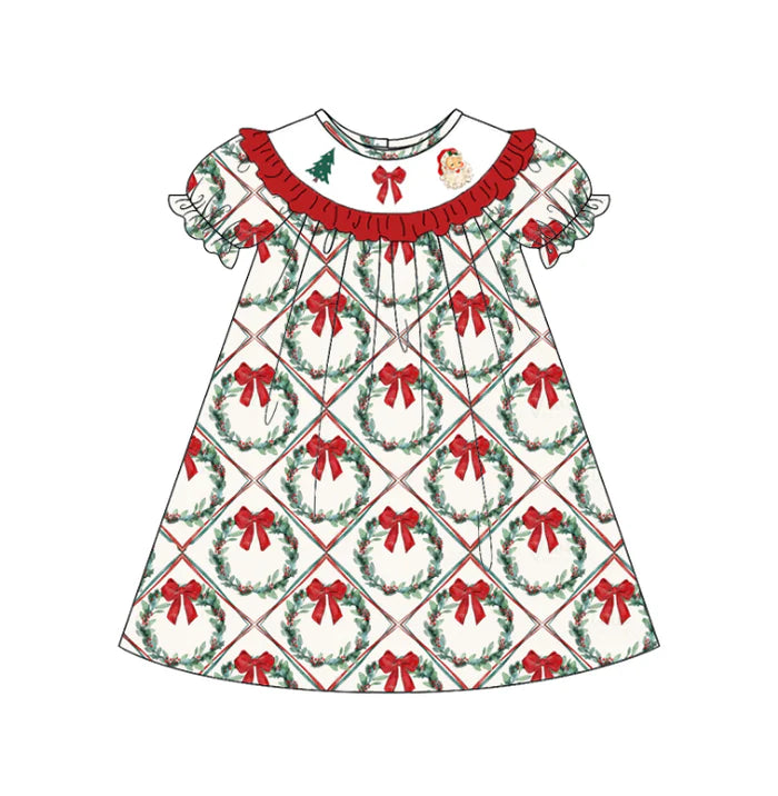 Christmas Wreath + Santa Machine Smock - ETA Early October