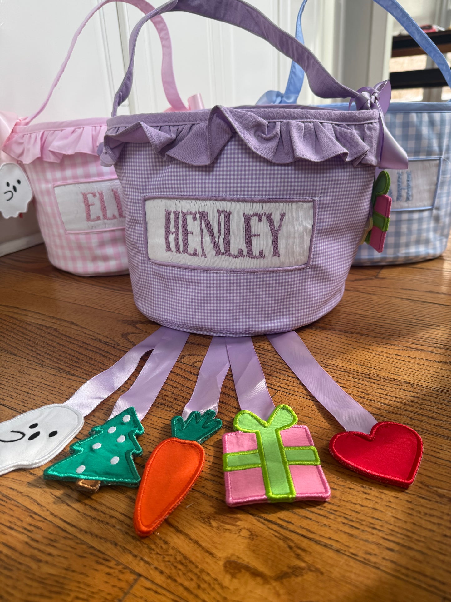 Hand Smocked - Multi-Holiday Basket - Custom Name - ETA October to LC
