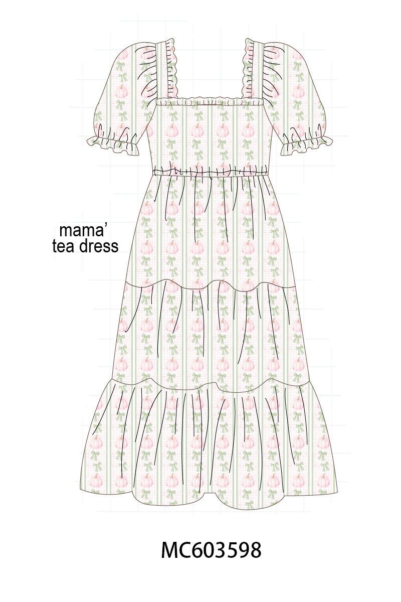 PO85 Sage pumpkin bow eembroidery stripe ruffle collection - ETA LATE AUGUST to LC