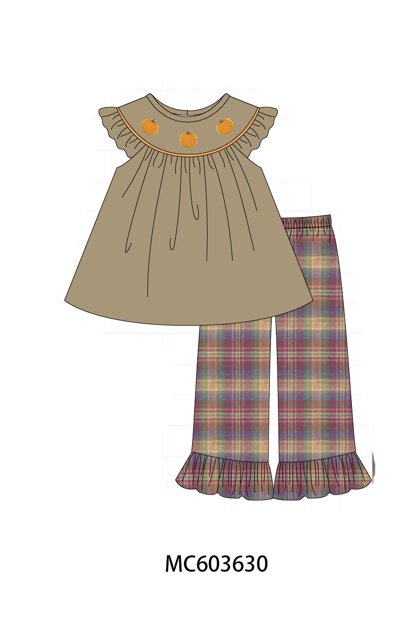 PO85 Camel pumpkin embroidery ruffle collection - ETA LATE AUGUST to LC