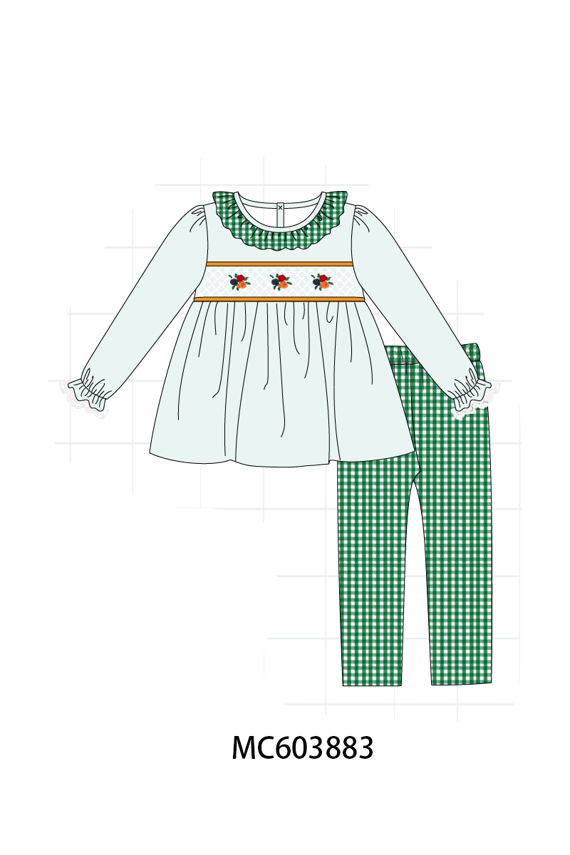 PO85 Green rose smocked gingham ruffle collection - ETA LATE AUGUST to LC