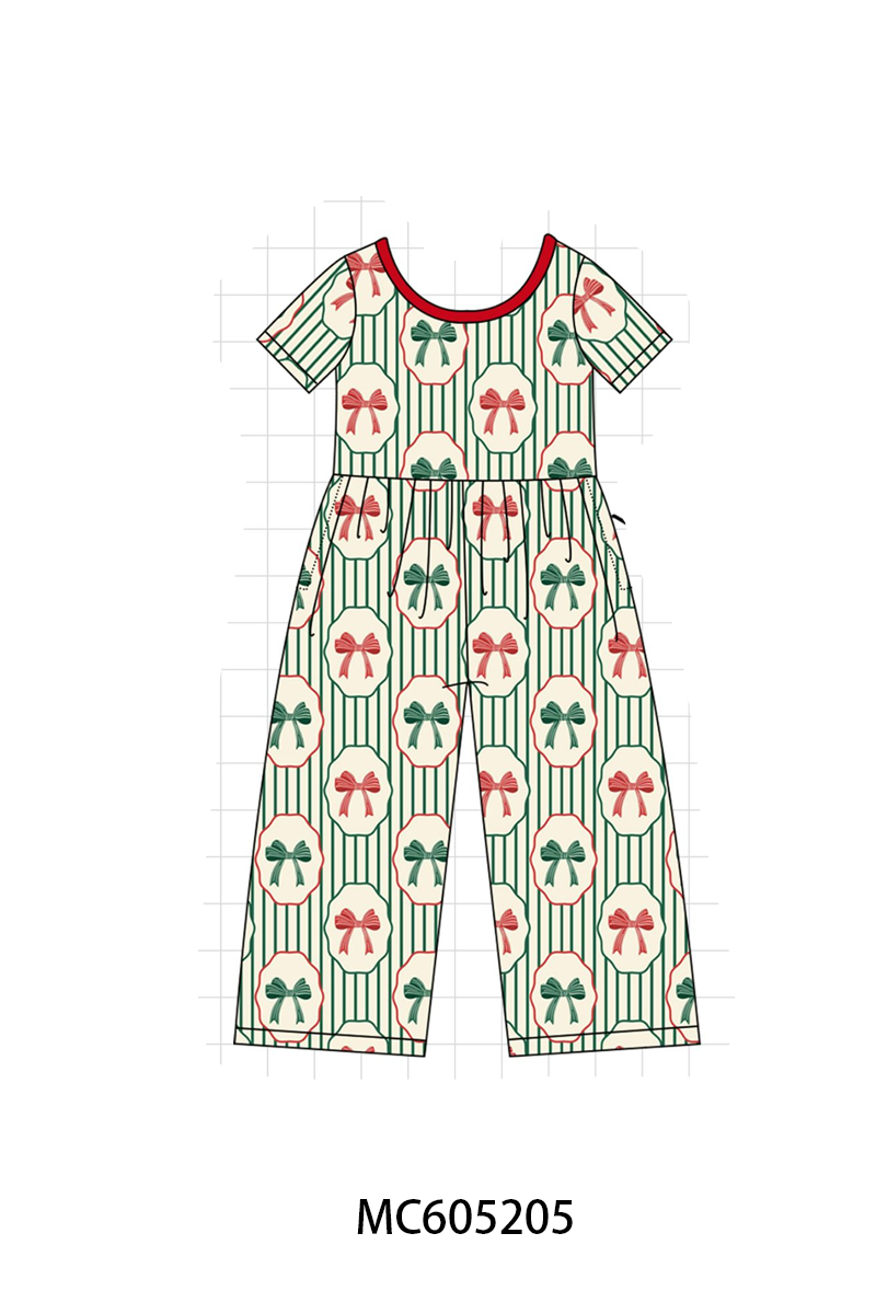 PO92 Green stripe christmas bow bamboo collection - ETA early November to LC