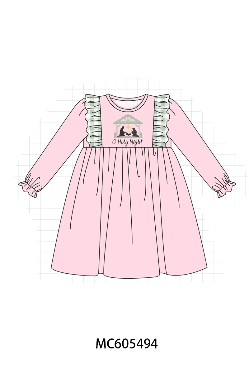 PO93 Pink&navy nativity embroidery ruffle gingham collection - ETA mid-November to LC