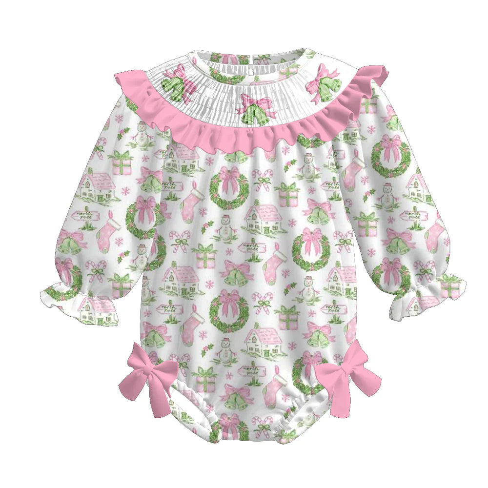 Pink Illustrated Christmas Machine Smock - ETA Early October