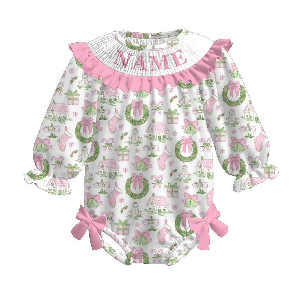 Pink Illustrated Christmas Machine Smock (Custom) - ETA Early October
