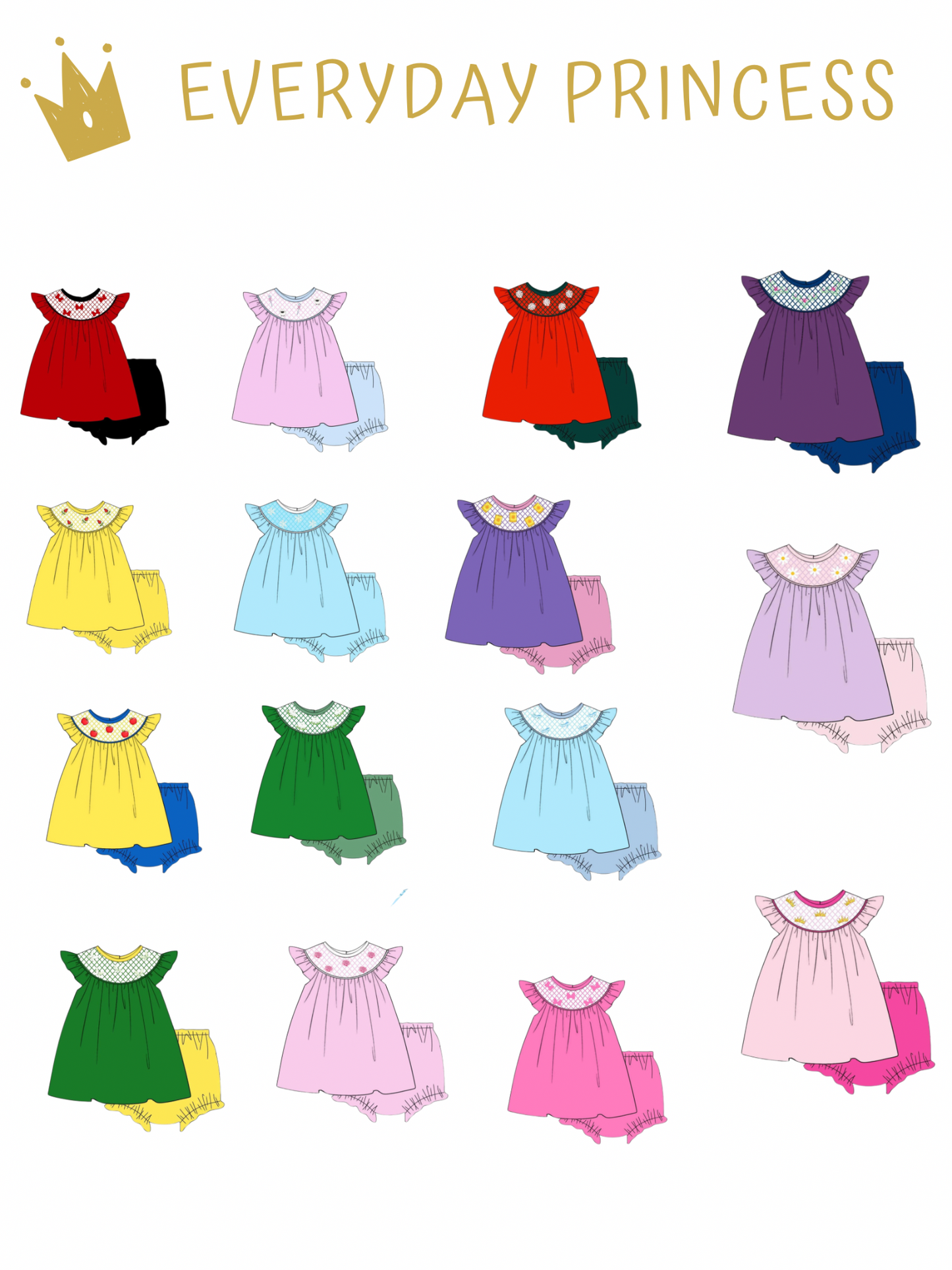Hand smock everyday princess bloomer set