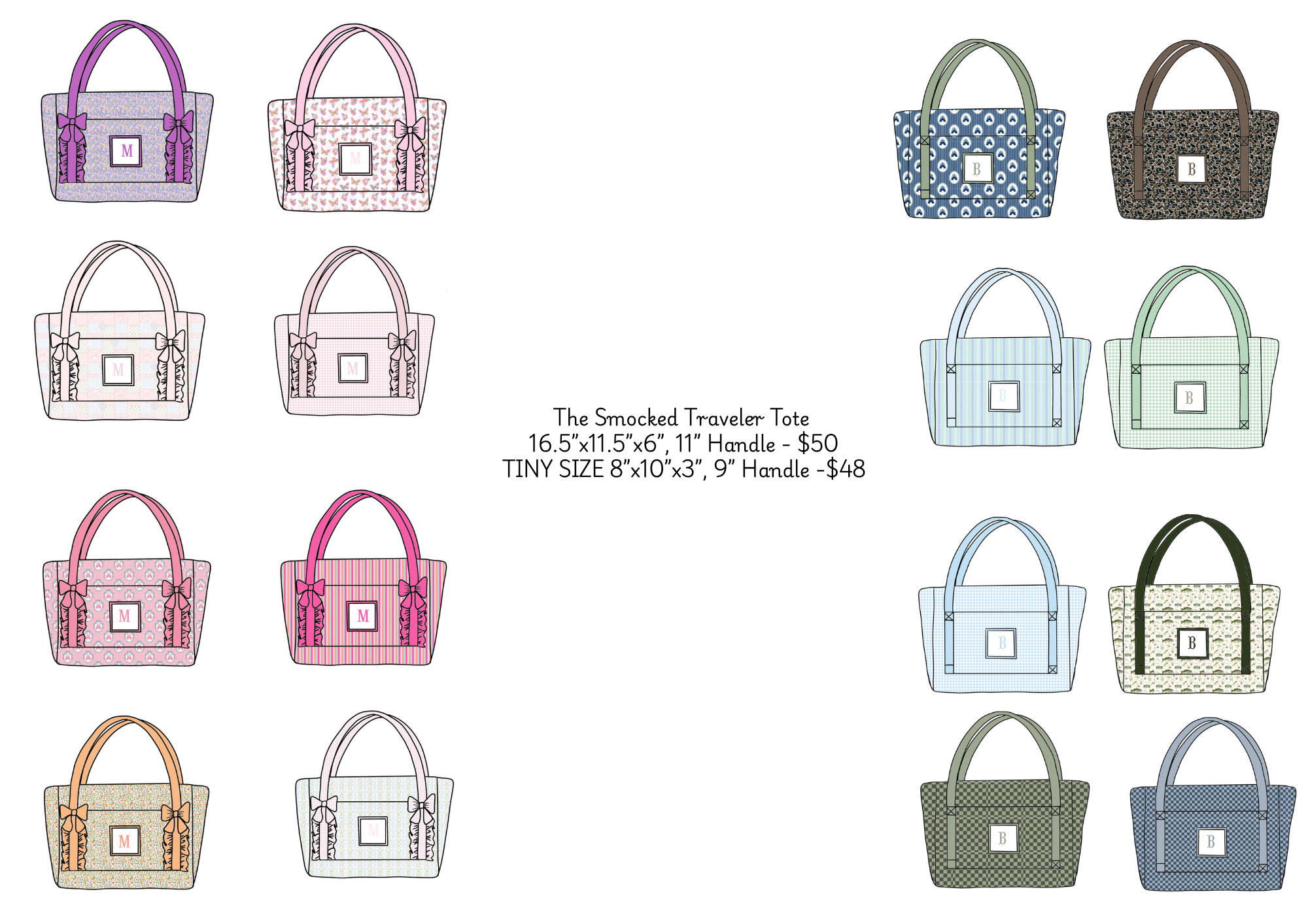 The Smocked Traveler Tote TINY SIZE - ETA DECEMBER