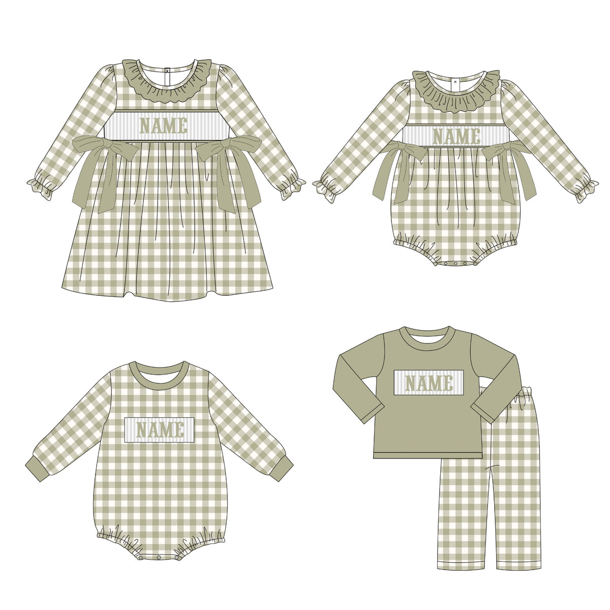 Sage Gingham Basics Machine Smock - ETA NOVEMBER