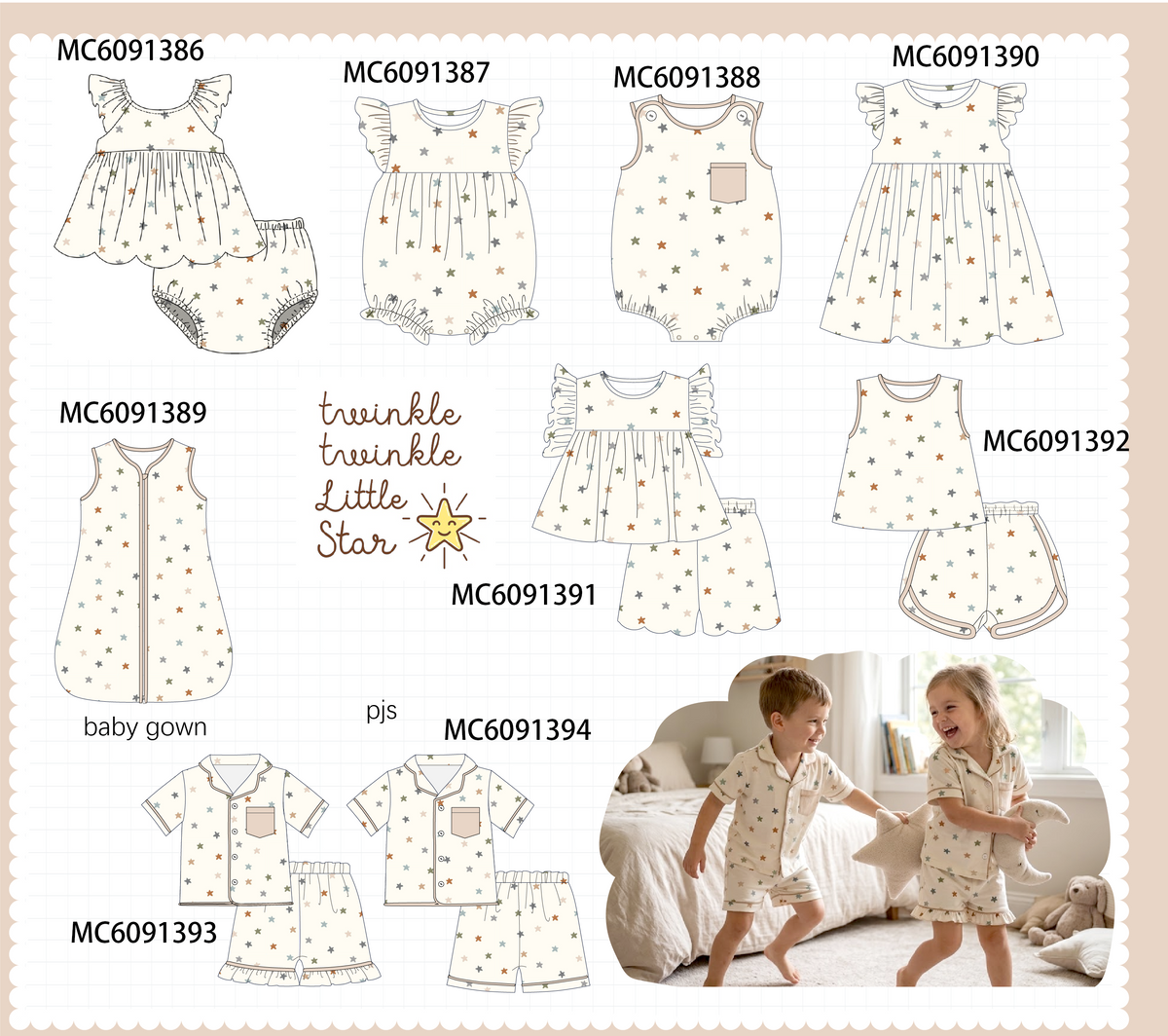 PO107 Beige star print collection  ETA MARCH