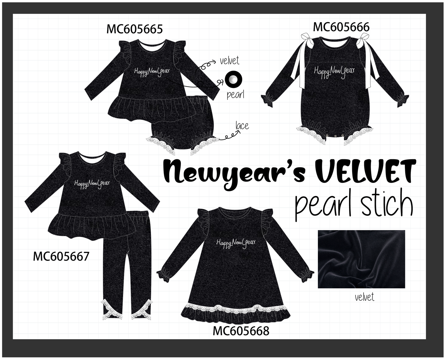 PO93 Black happy new year velvet pearl collection - ETA mid-November to LC