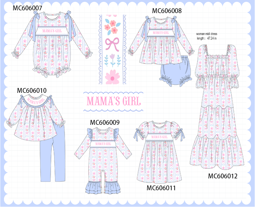 PO95 Blue MAMA'S GIRL embroidery floral collection - ETA early December to LC
