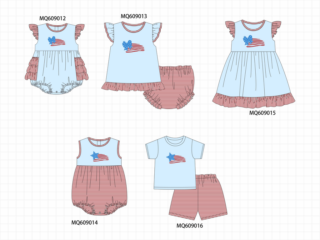 PO106 Blue Patriotic flag embroidery stripe collection - ETA APRIL