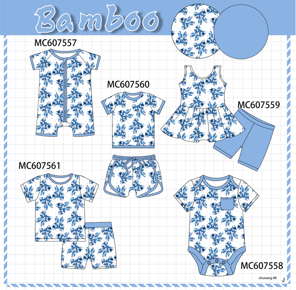 PO99 Blue bow baseball bamboo collection