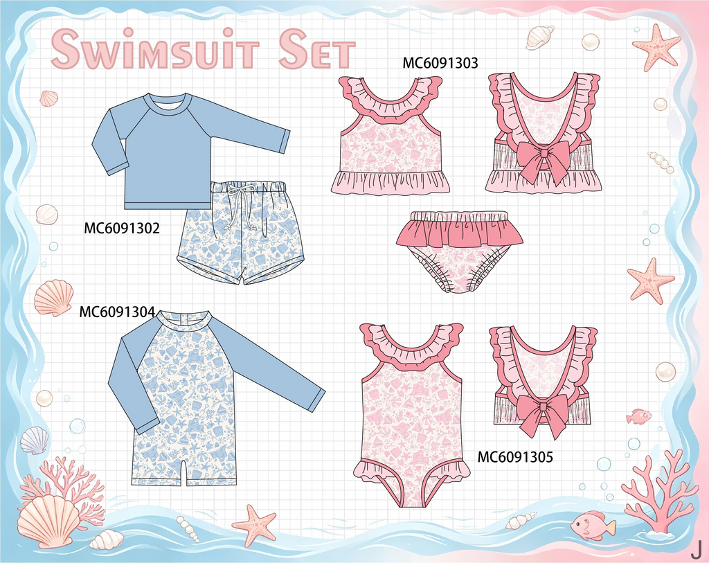 PO107 Blue&coral starfish swimsuit collection  ETA MARCH