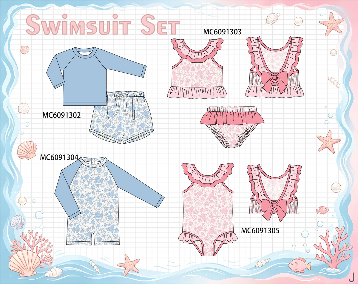 PO107 Blue&coral starfish swimsuit collection  ETA MARCH