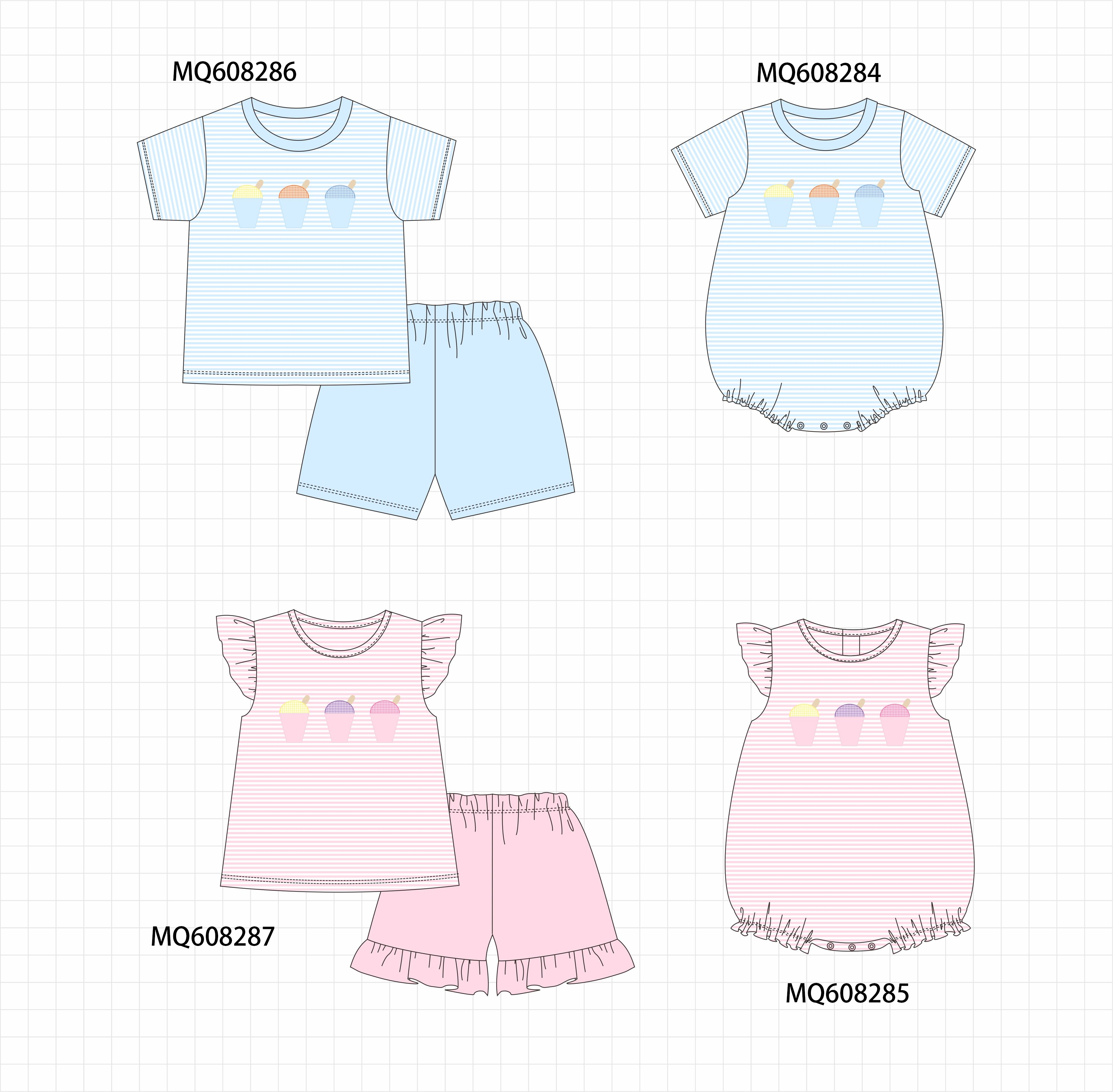 ETA MARCH 2026-po103 Blue&pink ice cream embroidery stripe collection