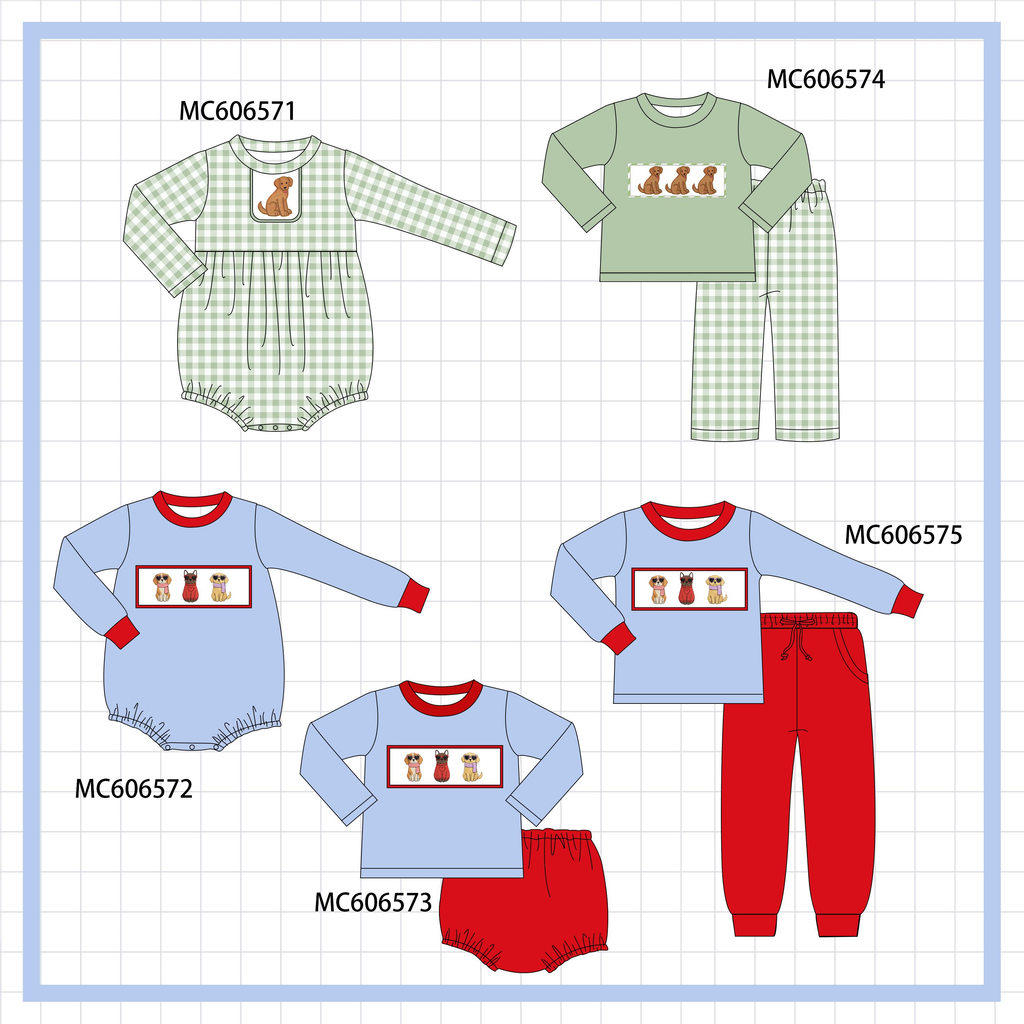 PO96 Blue&sage puppy embroidery collection - ETA December to LC