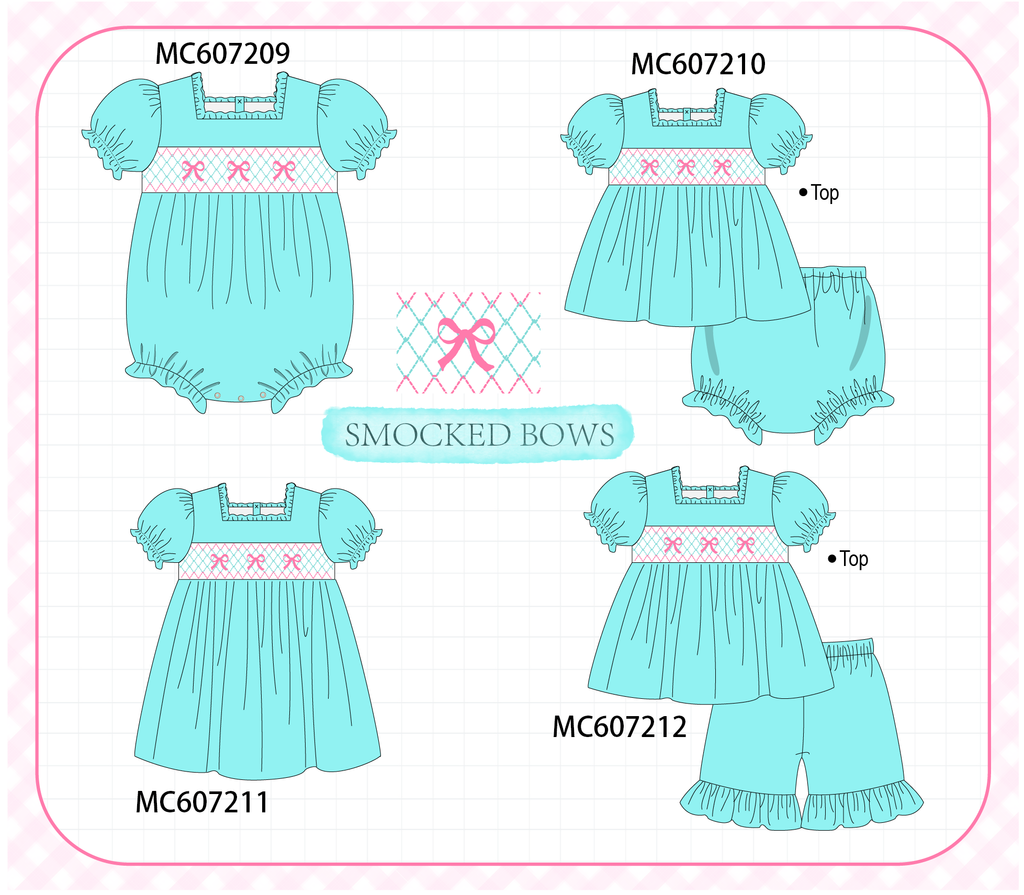 PO99 Blue bow smocked collection