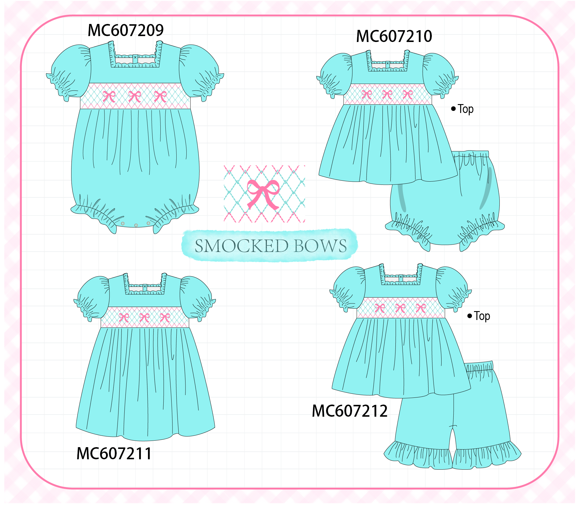 PO99 Blue bow smocked collection