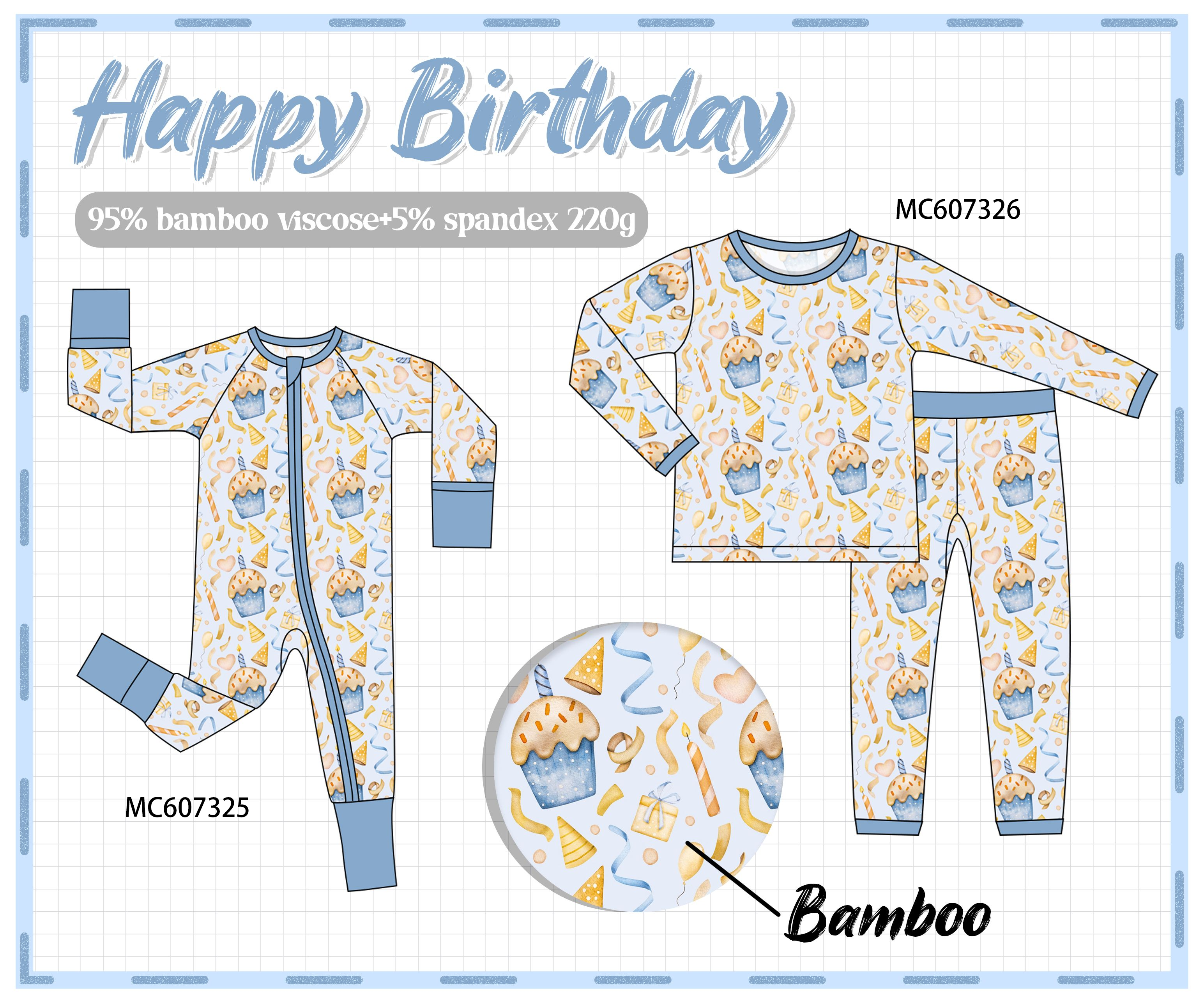 PO99 Blue cake print bamboo collection