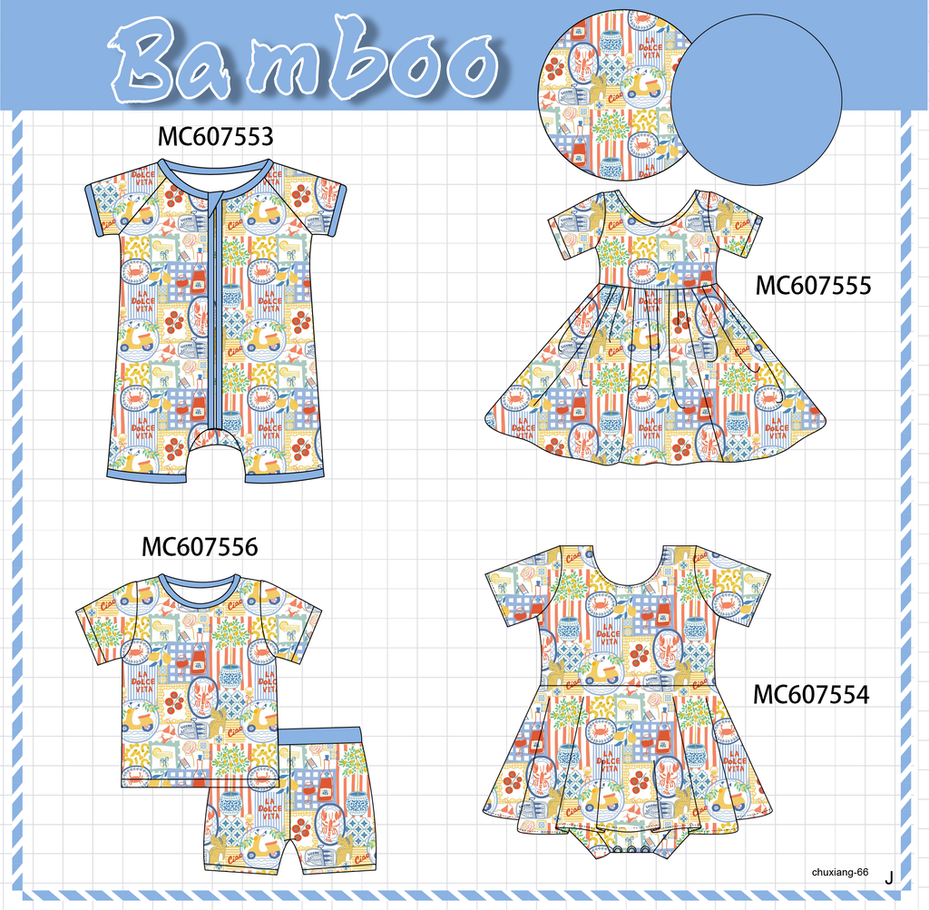 PO99 Blue crab lobster floral bamboo collection
