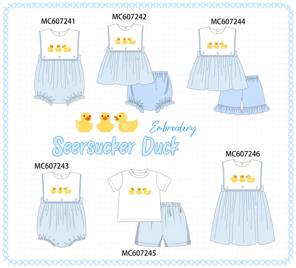 PO99 Blue duck embroidery seersucker collection