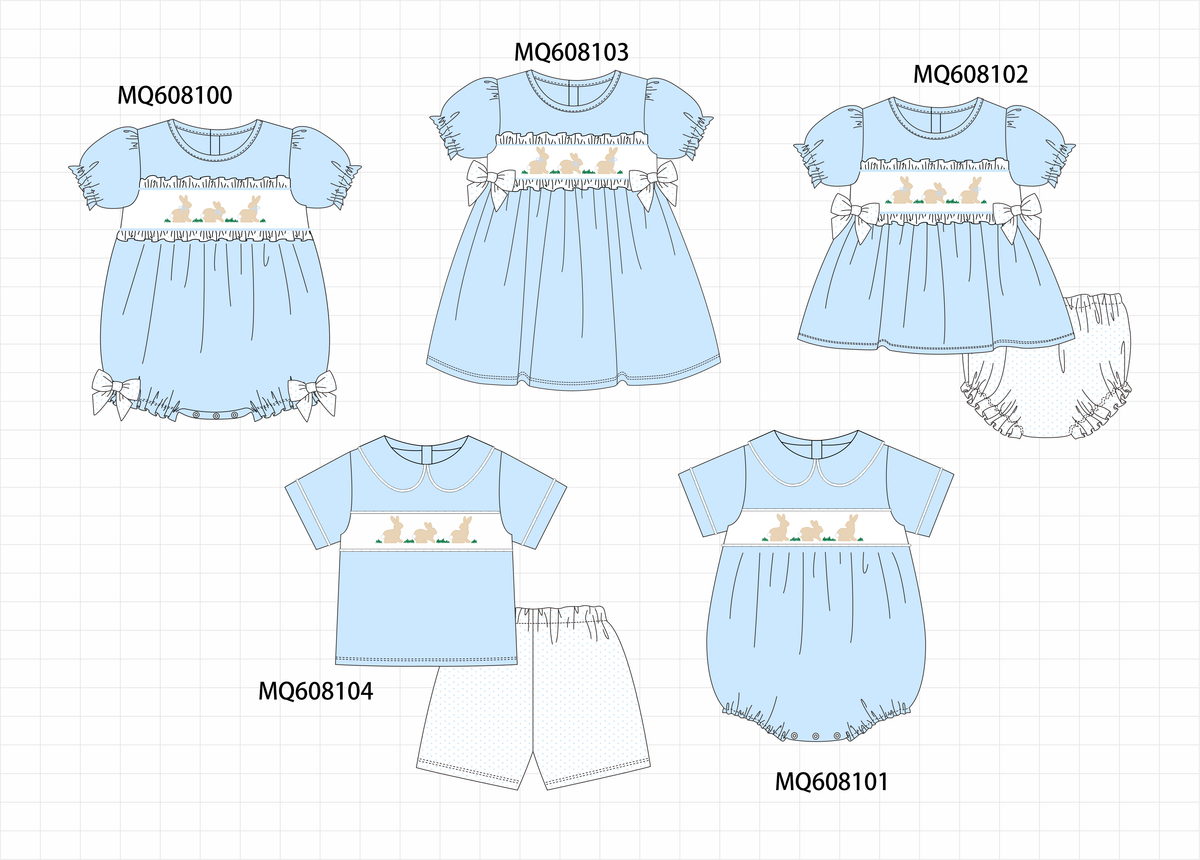 ETA MARCH 2026-po103 Blue easter bunny embroidery collection