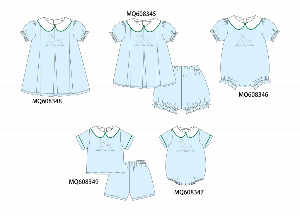 ETA MARCH 2026-po103 Blue easter bunny embroidery peter pan collection