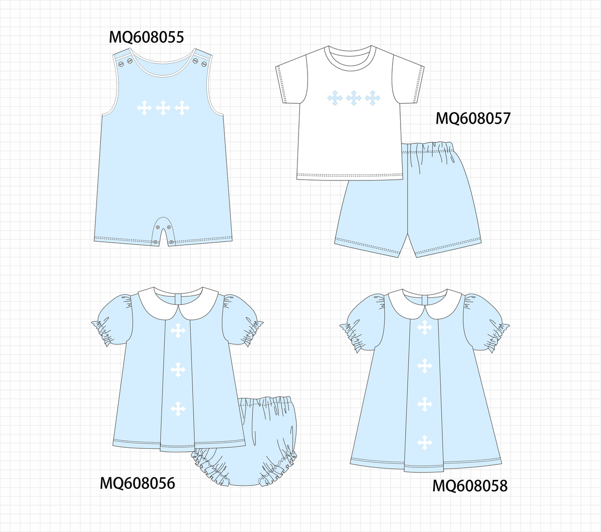 ETA MARCH 2026-po103 Blue easter cross embroidery collection