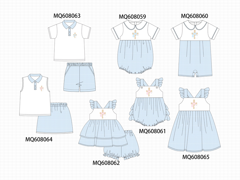 ETA MARCH 2026-po103 Blue easter cross lamb embroidery collection