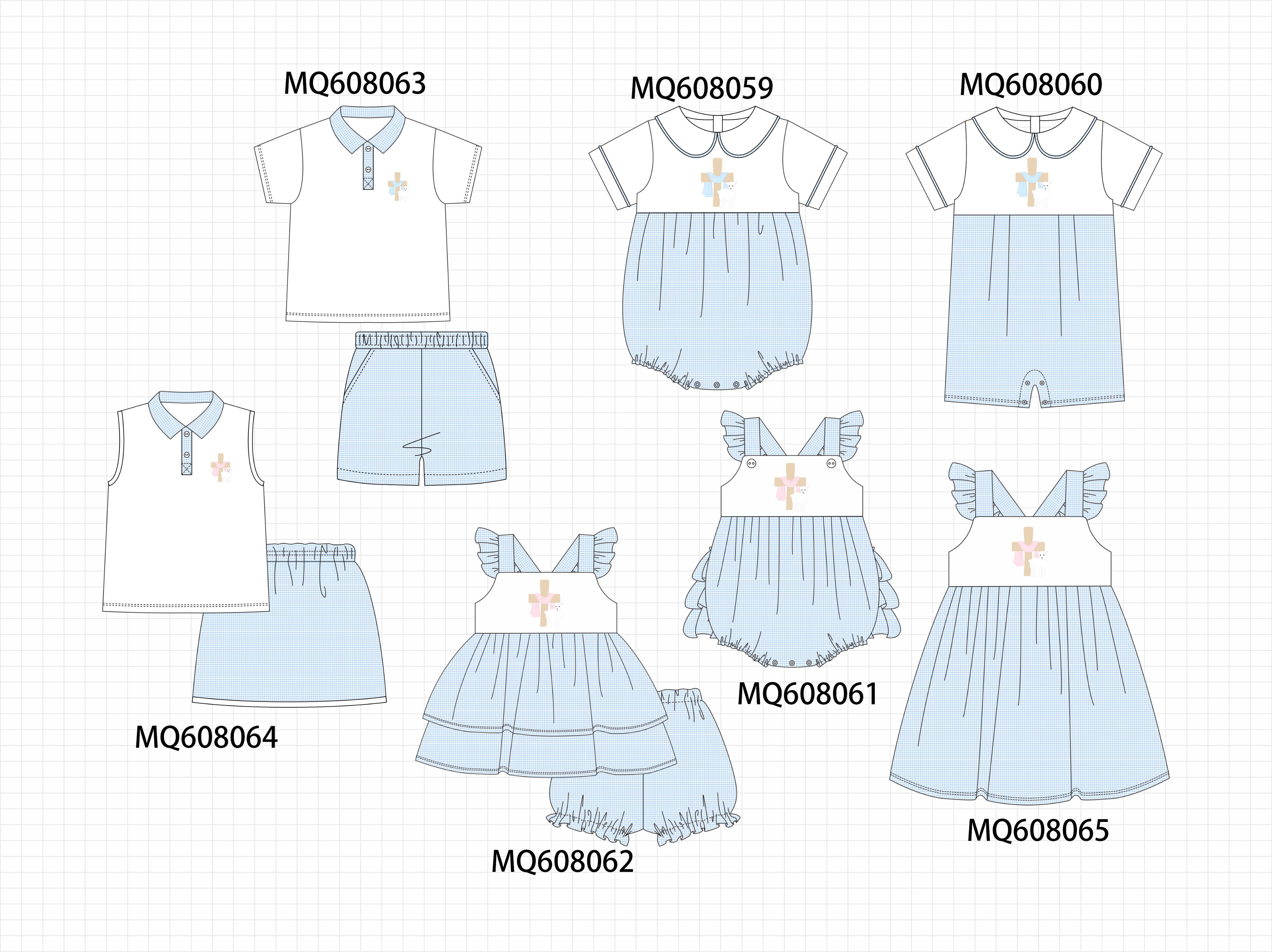 ETA MARCH 2026-po103 Blue easter cross lamb embroidery collection