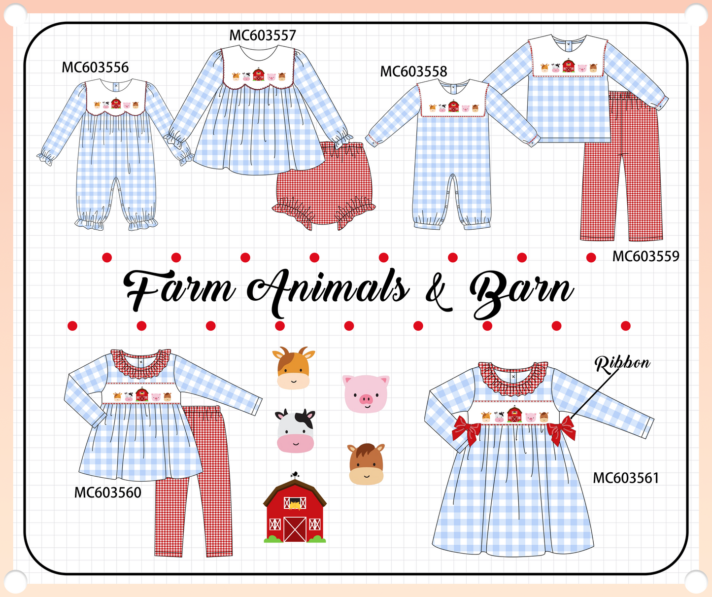 PO85 Blue farm embroidery gingham collection - ETA  LATE AUGUST to LC