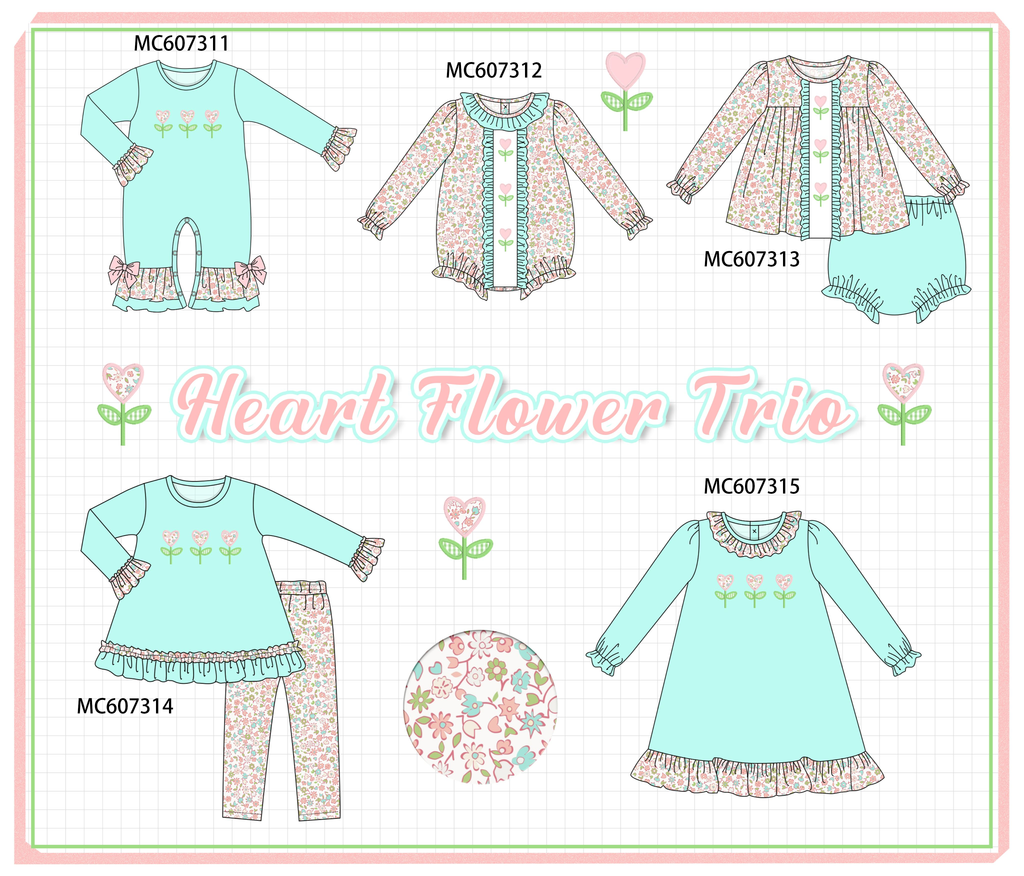 PO99 Blue floral embroidery ruffle collection