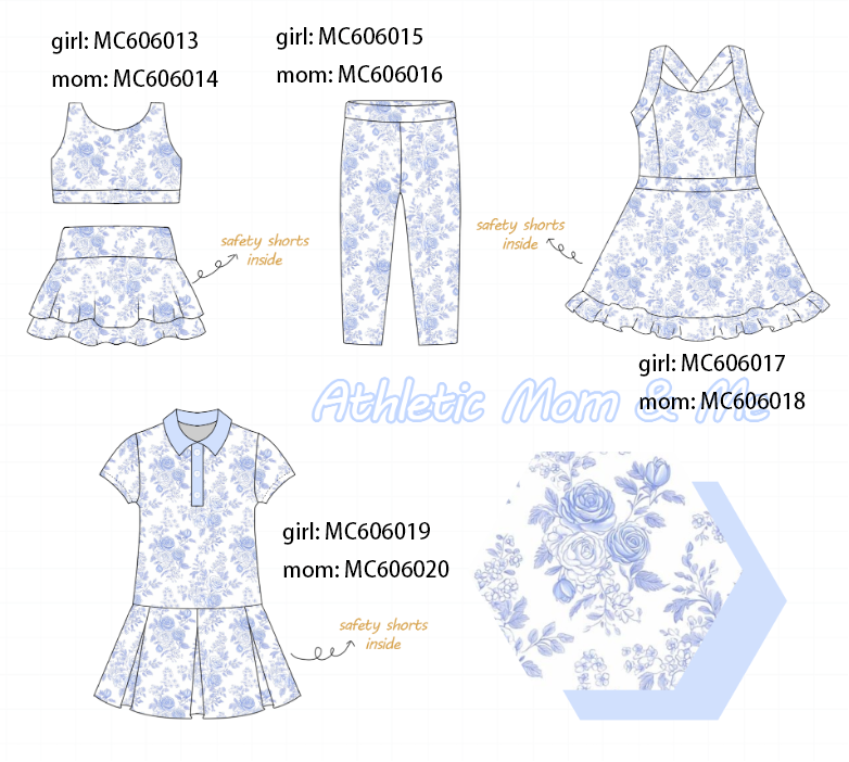 PO95 Blue floral print mom&me active collection 1 -- ETA early December to LC