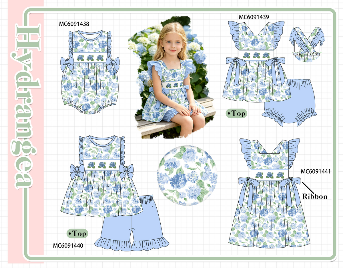 PO107 Blue floral print ruffle collection  ETA MARCH