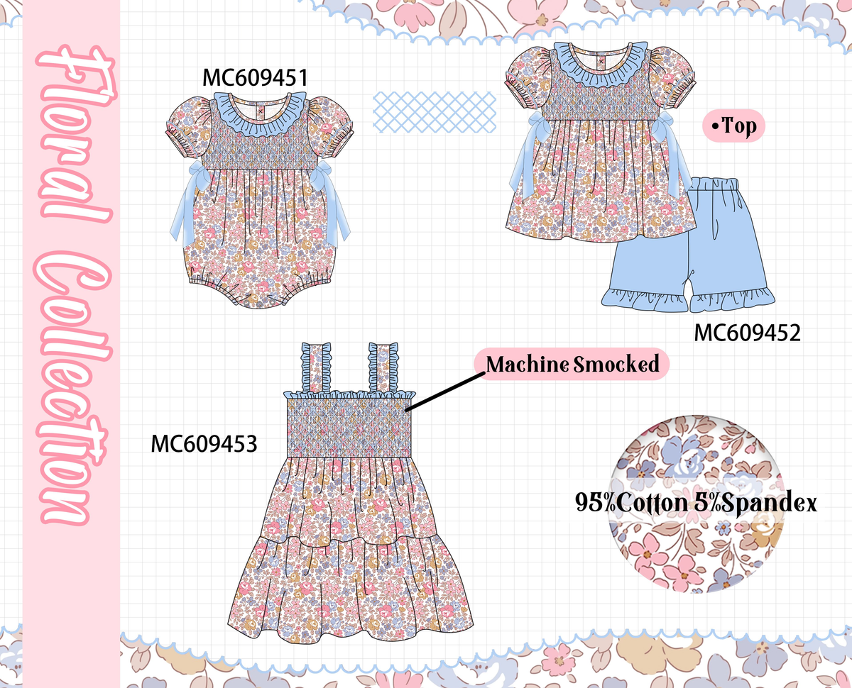 ETA MARCH 2026-po104 Blue floral smocked collection