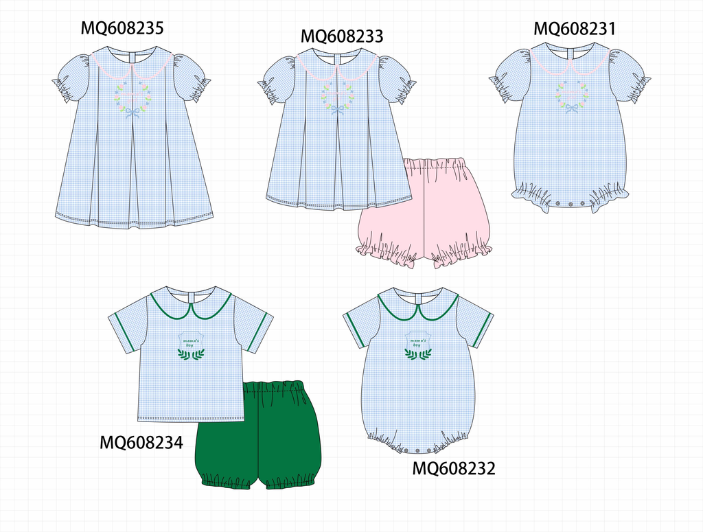 ETA MARCH 2026-po103 Blue gingham mama's girl embroidery colleciton