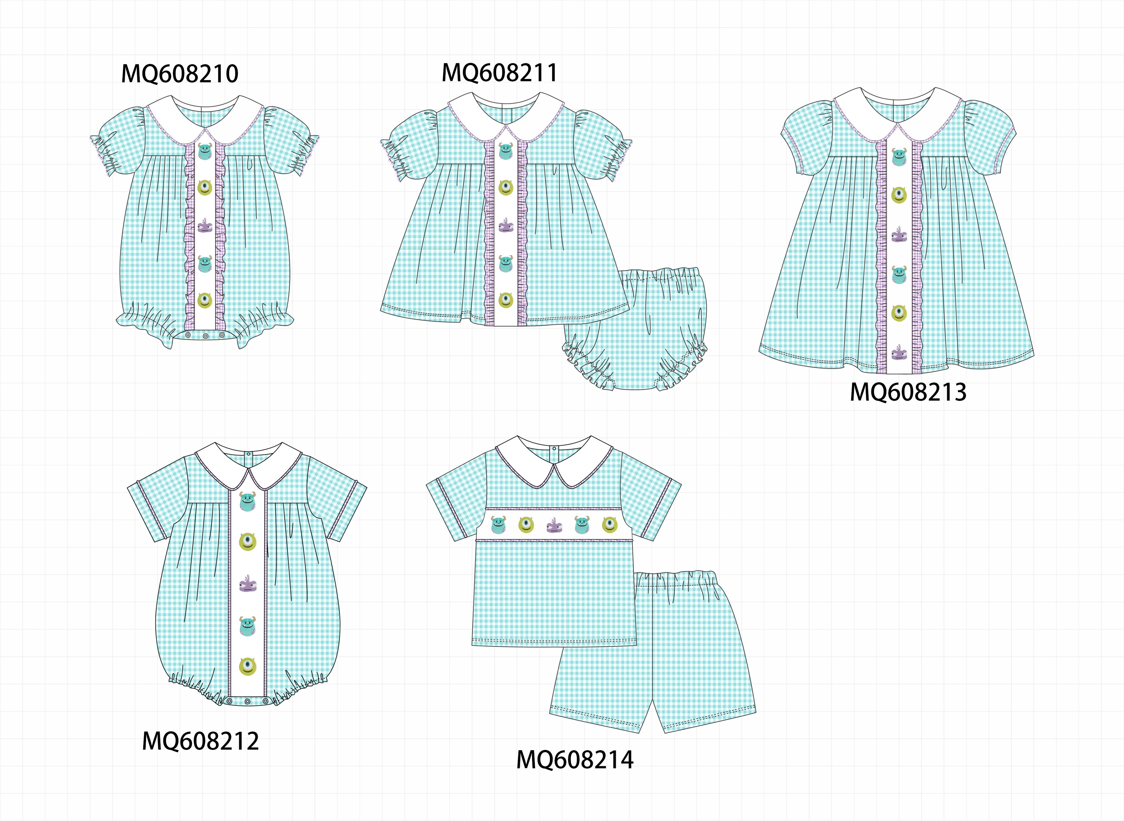 ETA MARCH 2026-po103 Blue gingham monster embroidery collection