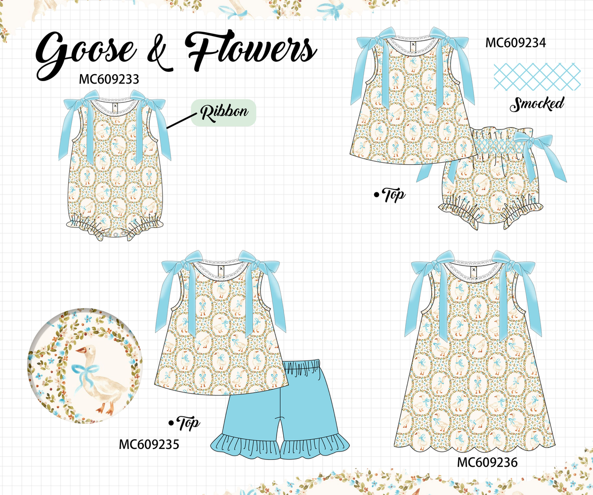 ETA MARCH 2026-po104 Blue goose floral ruffle collection