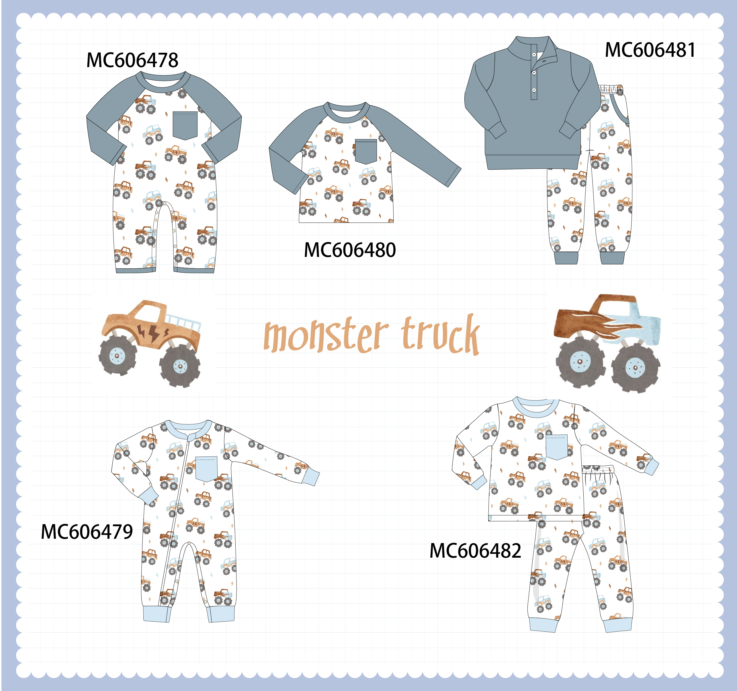 PO96 Blue gray monster truck print collection - ETA December to LC