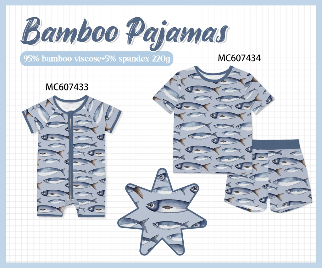 PO99 Blue grey fish bamboo collection