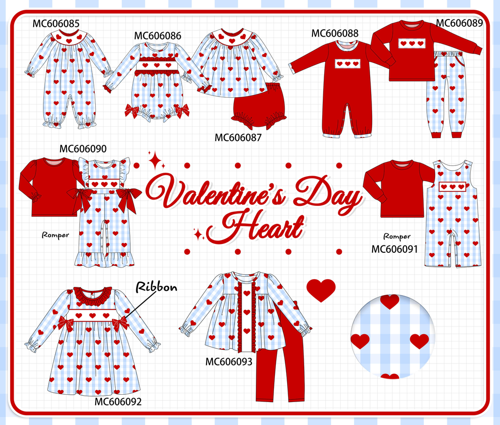 PO95 Blue heart embroidery gingham collection - ETA early December to LC