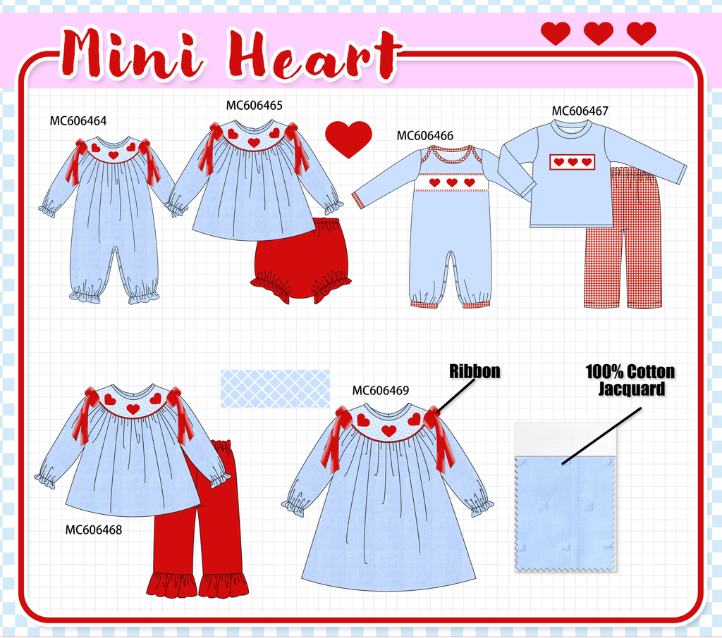 PO96 Blue heart smocked swiss dot collection - ETA December to LC