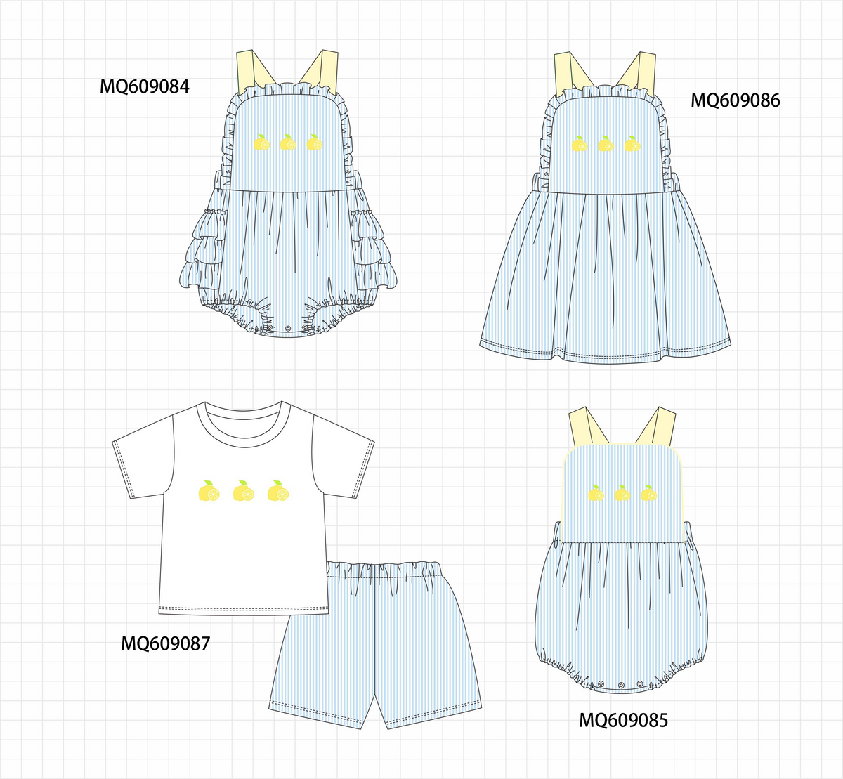 PO106 Blue lemon embroidery collection- ETA APRIL