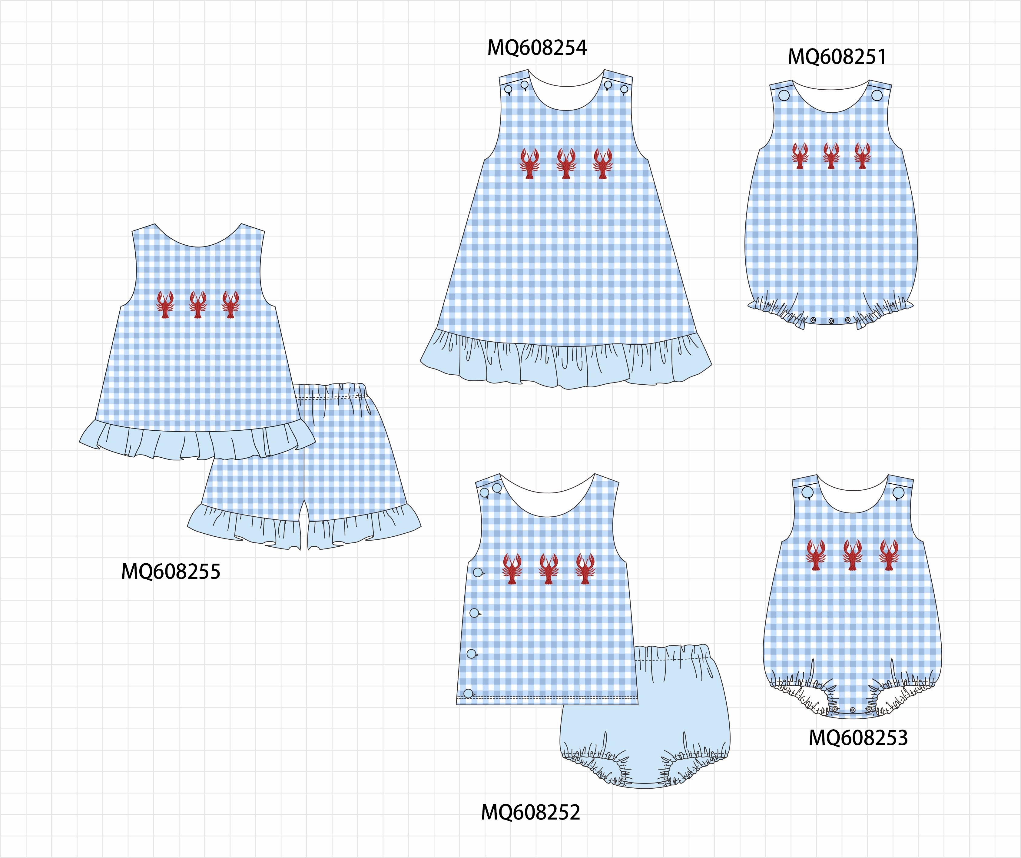 ETA MARCH 2026-po103 Blue lobster embroidery gingham collection