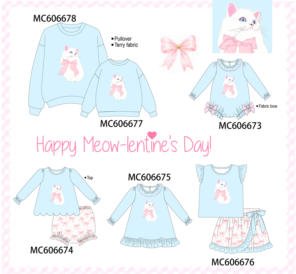 PO96 Blue meow bow applique collection - ETA December to LC