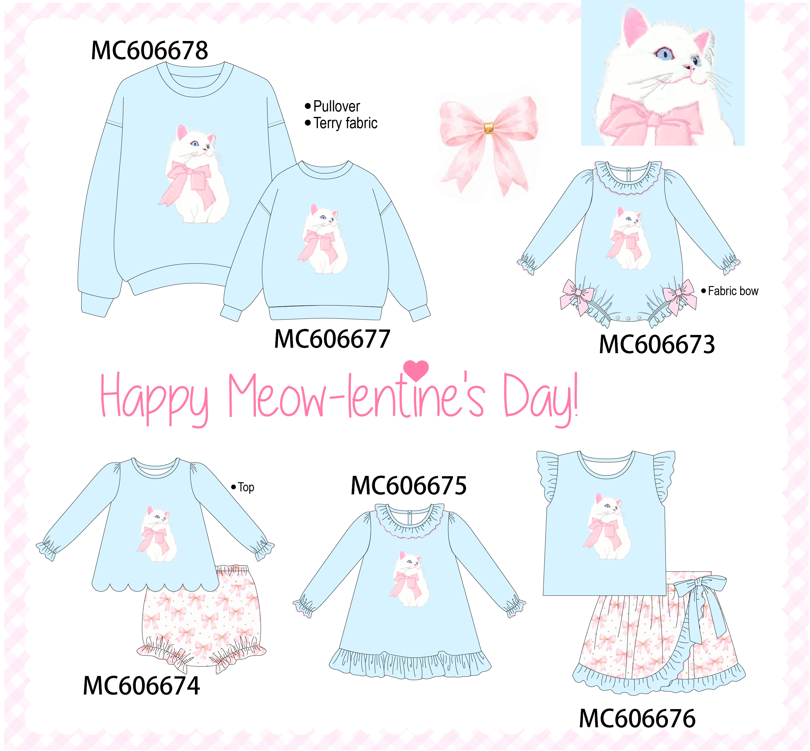 PO96 Blue meow bow applique collection - ETA December to LC