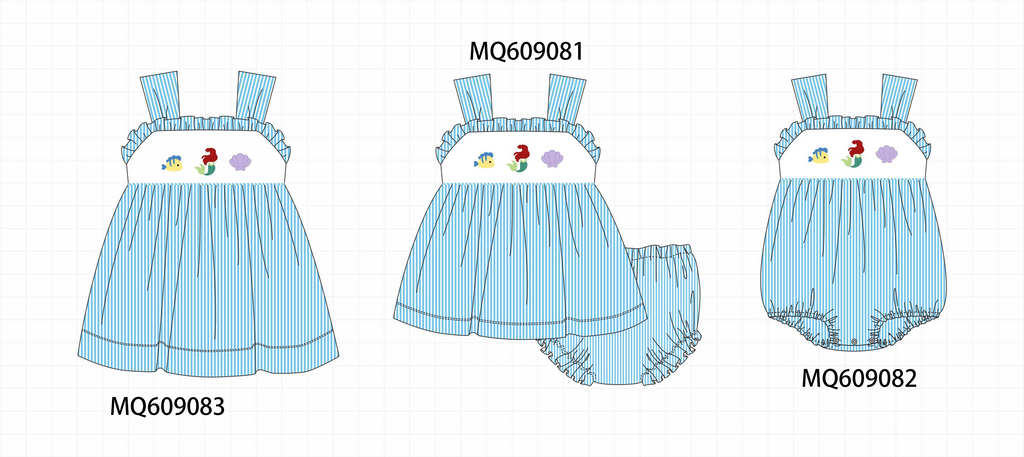 PO106 Blue mermaid embroidery seersucker colleciton - ETA APRIL