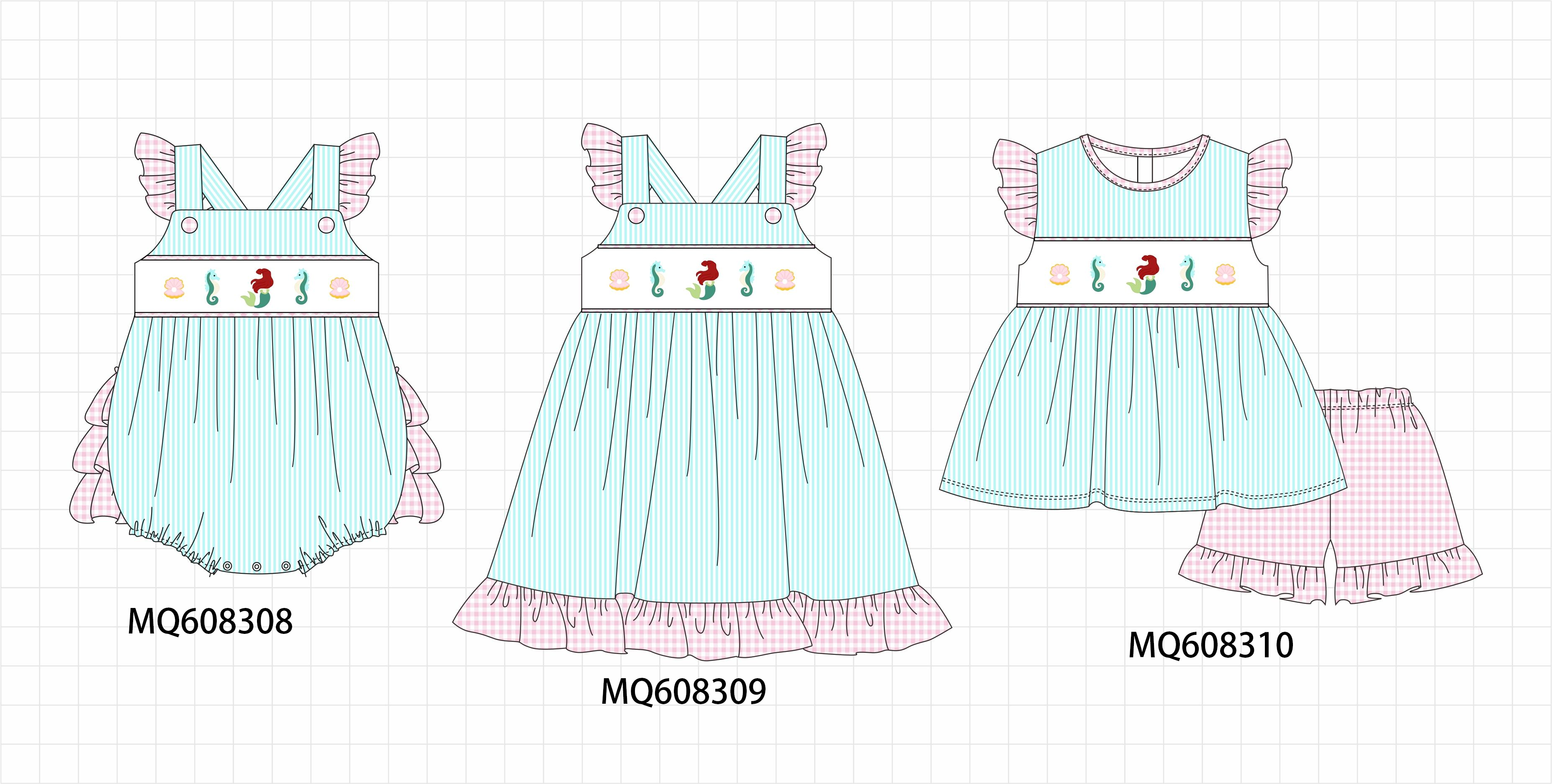 ETA MARCH 2026-po103 Blue seahorse embroidery seersuker ruffle collection