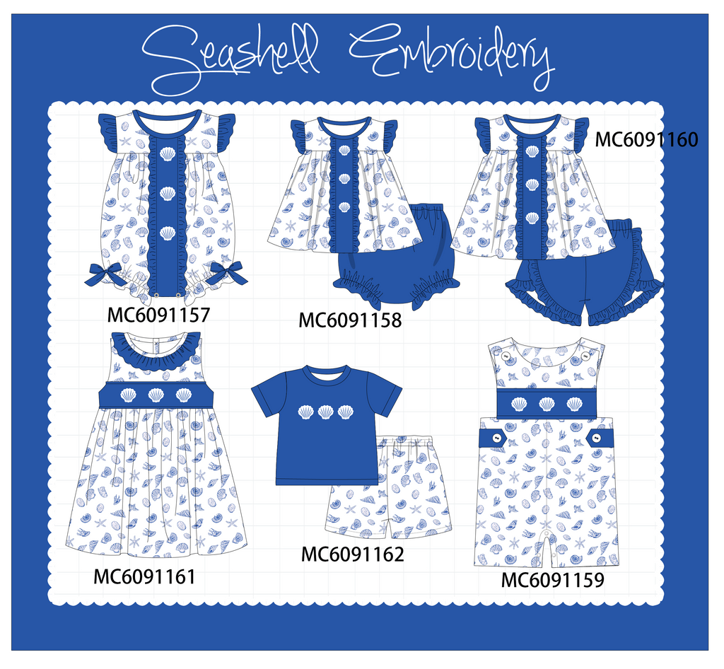 PO107 Blue shelly embroidery collection  ETA MARCH